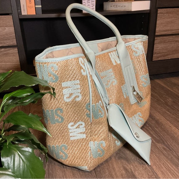 Steve Madden Tan and Light Blue Tote Bag - Picture 6 of 6